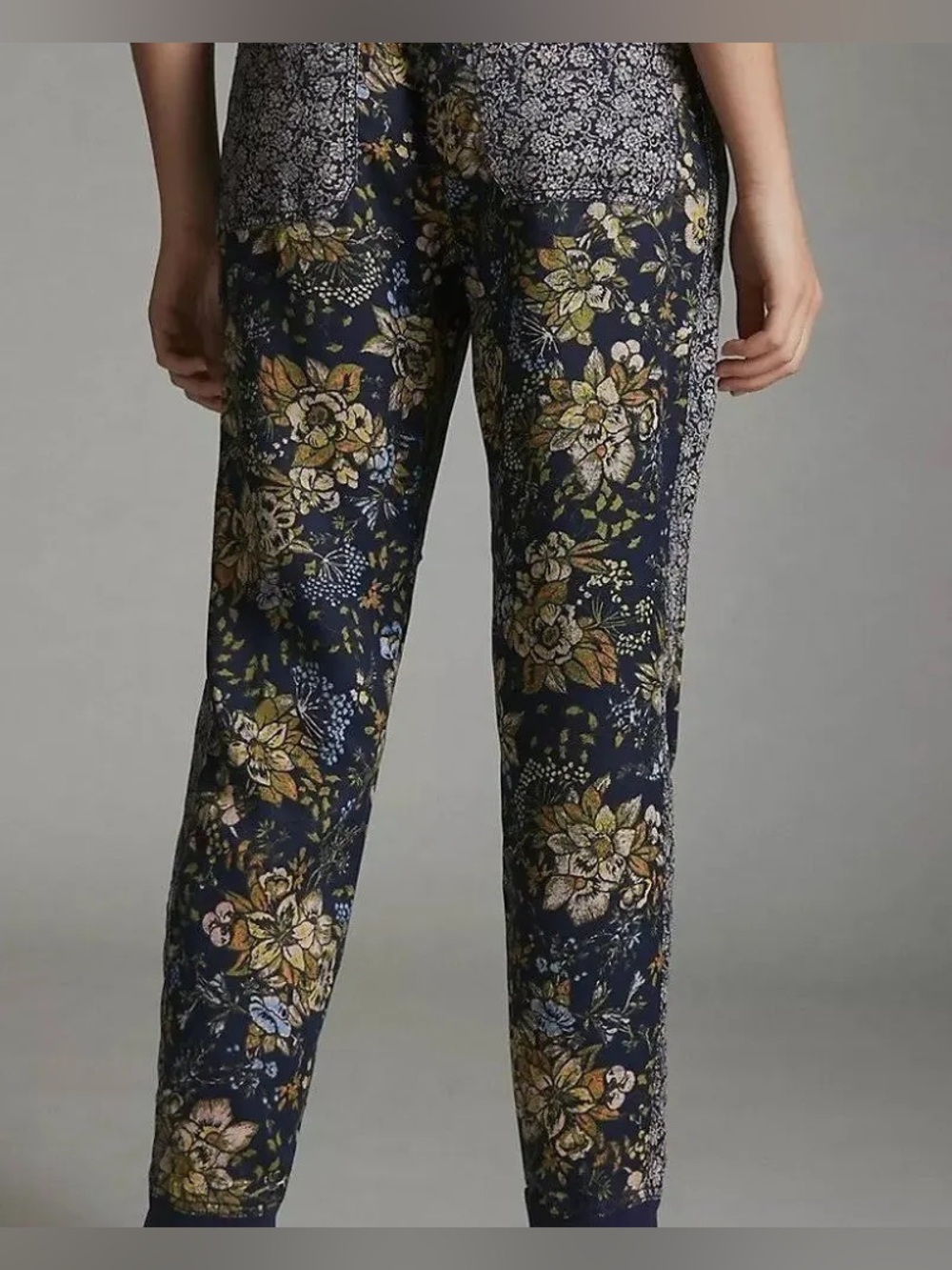 Anthropologie Kallie Floral Pull On Drawstring High Waist Ankle Jogger Size S - Picture 3 of 11